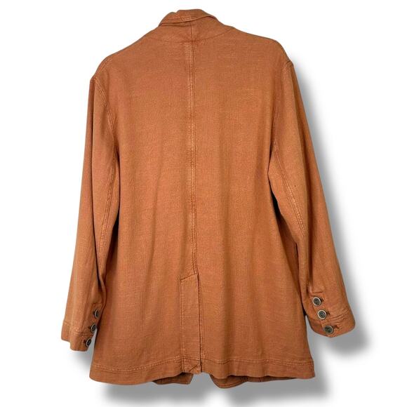 Free People NWOT We The Free Brown Button Linen Cotton Blend Heavy Blazer Jacket - Picture 6 of 9